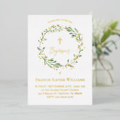 Invitation En Aluminium Couronne de verdure du baptême (Debout devant)