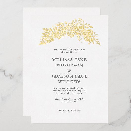 Invitation En Aluminium Couronne d'or design de mariage élégant (Recto/Verso)