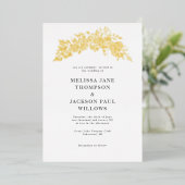 Invitation En Aluminium Couronne dorée élégant design de mariage (Debout devant)