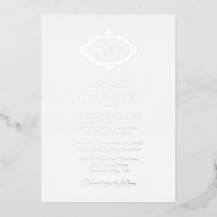 Invitation En Aluminium Couronne élégante en véritable feuille d'argent Ma