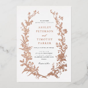 Invitation En Aluminium Couronne florale élégante en toile de mariage Rose
