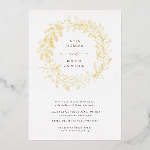 Invitation En Aluminium couronne florale romantique en or mariage