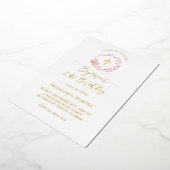 Invitation En Aluminium couronne rose poussiéreuse | Baptême et 1er annive (Rotation)