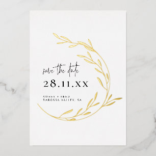 Invitation En Aluminium Couronne simple minimale en feuille d'or véritable