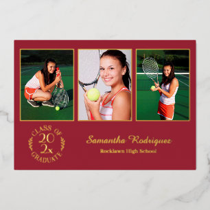 Invitation En Aluminium Coutume 3 Photo Graduation Party Maroon and Gold