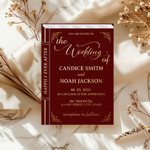 Invitation En Aluminium Couverture de livre de conte de fées burgundy pour