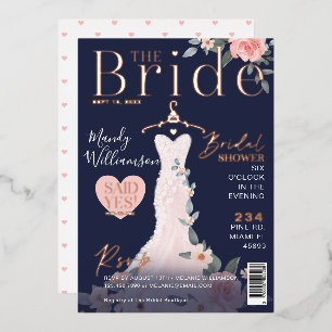 Invitation En Aluminium Couverture de magazine de douche de mariage floral