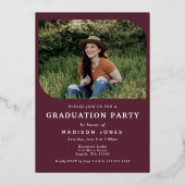 Invitation En Aluminium Cranberry Modern Script 4 Photos Graduation Party (Verso)