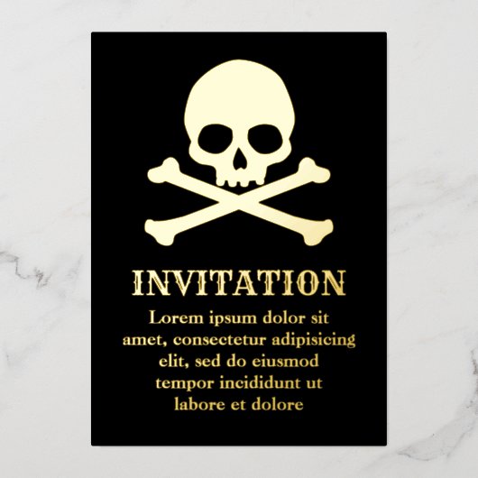 Invitation En Aluminium Crâne et os croisés simples (Recto)