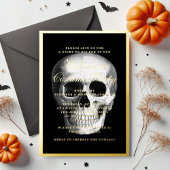 Invitation En Aluminium Crâne gothique Halloween Costume Party Gold