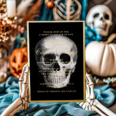 Invitation En Aluminium Crâne gothique Halloween Costume Party Gold