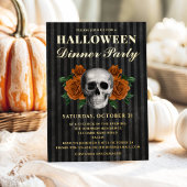 Invitation En Aluminium Crâne Orange Rose Halloween Diner Party Gold