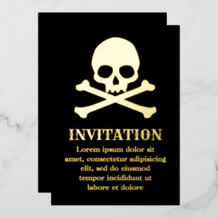 Invitation En Aluminium Crâne simple et os croisés
