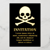 Invitation En Aluminium Crâne simple et os croisés (Recto)