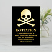 Invitation En Aluminium Crâne simple et os croisés (Debout devant)