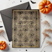 Invitation En Aluminium Crânes gothiques Halloween Cocktail Party Gold