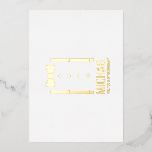 Invitation En Aluminium Cravate Gold Bow Personnalisé Groomsman Propositio (Recto)