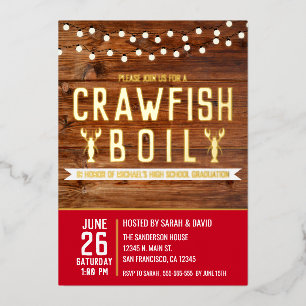 Invitation En Aluminium Crawfish Bouille Graduation Fête des fruits de mer