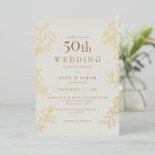 Invitation En Aluminium Crème 50e anniversaire Mariage or (Debout devant)