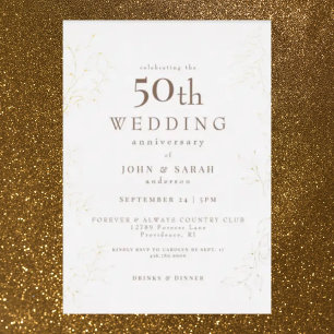 Invitation En Aluminium Crème 50e anniversaire Mariage or