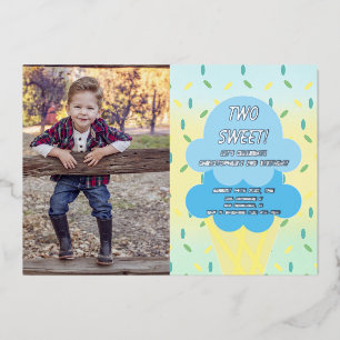 Invitation En Aluminium Crème de glace 2ème anniversaire