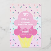 Invitation En Aluminium Crème de glace 2ème anniversaire (Recto)