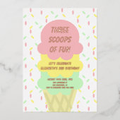 Invitation En Aluminium Crème de glace 3e anniversaire (Recto)