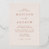 Invitation En Aluminium Crème élégante moderne et Mariage or Rose (Recto)
