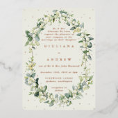 Invitation En Aluminium Crème formelle Snowberry+Eucalyptus Mariage d'hive (Recto)