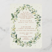 Invitation En Aluminium Crème Formelle Snowberry+Eucalyptus Réception Uniq (Recto)