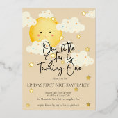 Invitation En Aluminium Crème Lune et Étoiles 1er anniversaire (Recto)