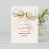 Invitation En Aluminium Crème rose or fille Confirmation (Debout devant)