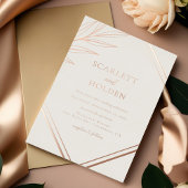 Invitation En Aluminium Crème simple et Rose Mariage feuille or
