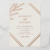 Invitation En Aluminium Crème simple et Rose Mariage feuille or (Recto)