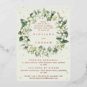 Invitation En Aluminium Crème Snowberry+Eucalyptus Mariage répétition