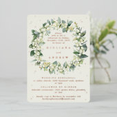 Invitation En Aluminium Crème Snowberry+Eucalyptus Mariage répétition (Debout devant)