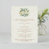 Invitation En Aluminium Crème Snowberry+Eucalyptus Mariage répétition (Debout devant)