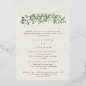 Invitation En Aluminium Crème Snowberry+Eucalyptus Mariage répétition (Recto)