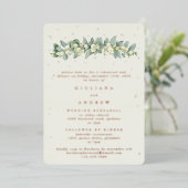 Invitation En Aluminium Crème Snowberry+Eucalyptus Mariage répétition (Debout devant)
