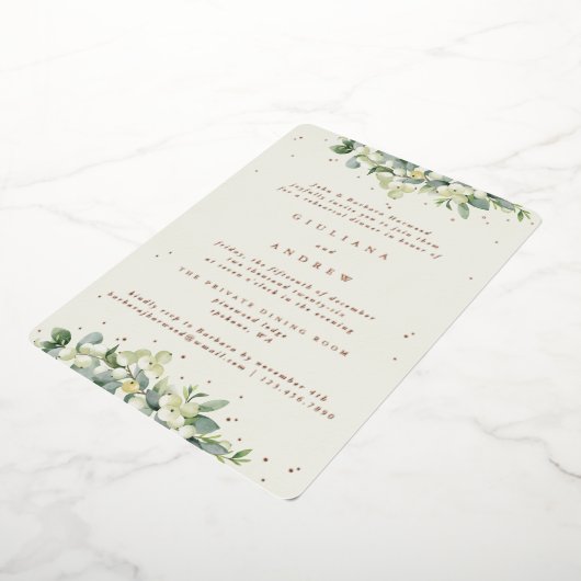 Invitation En Aluminium Crème Snowberry+Eucalyptus Mariage répétition (Rotation)