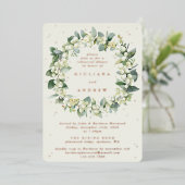 Invitation En Aluminium Crème Snowberry+Eucalyptus Mariage répétition (Debout devant)