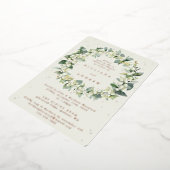 Invitation En Aluminium Crème Snowberry+Eucalyptus Mariage répétition (Rotation)