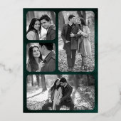 Invitation En Aluminium Crescent céleste Phase Émeraude Mariage Or (Verso)