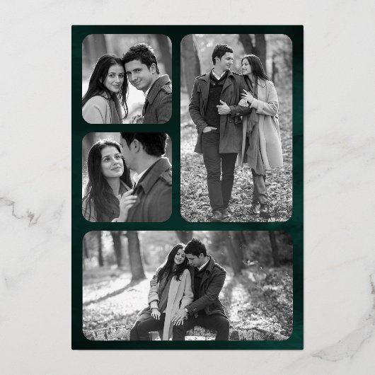 Invitation En Aluminium Crescent céleste Phase Émeraude Mariage Or (Verso)