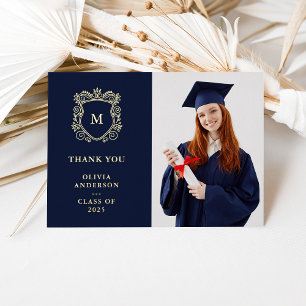 Invitation En Aluminium Crest doré Élégant Merci de graduation Or