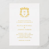 Invitation En Aluminium Crest doré | Mariage élégant (Recto)