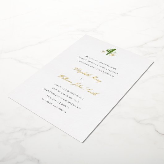 Invitation En Aluminium Crête de Lily Valley Formelle Or Mariage tradition (Rotation)