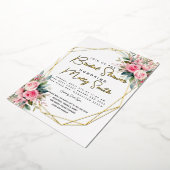 Invitation En Aluminium Cristal rose Peach Roses Aquarelle douche nuptiale (Rotation)