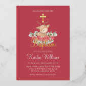 Invitation En Aluminium Croix baptisée de Noël Little Deer (Recto)