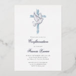 Invitation En Aluminium Croix bleue Saint-Esprit Confirmation<br><div class="desc">Invitation de feuille de confirmation</div>